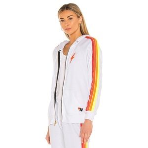 Aviator Nation white and neon bolt hoodie